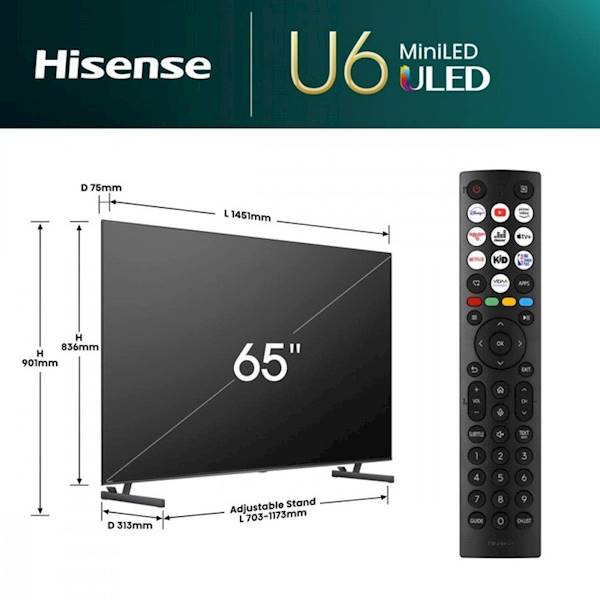 TELEWIZOR HISENSE 65U6NQ MINI LED   65"  4K UHD