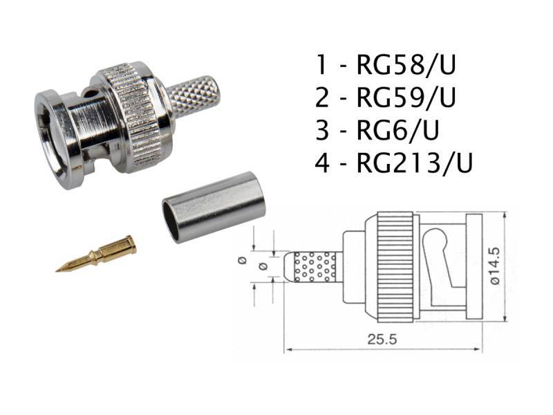 BNC  wtyk RG58 zaciskane 