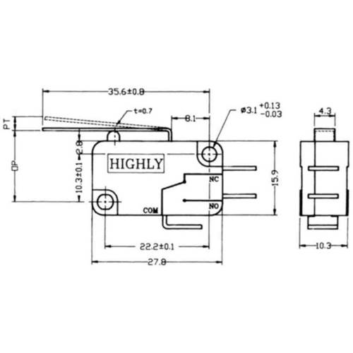 VS15NO2-1C L=27.5mm 15A 250V mikroprz.