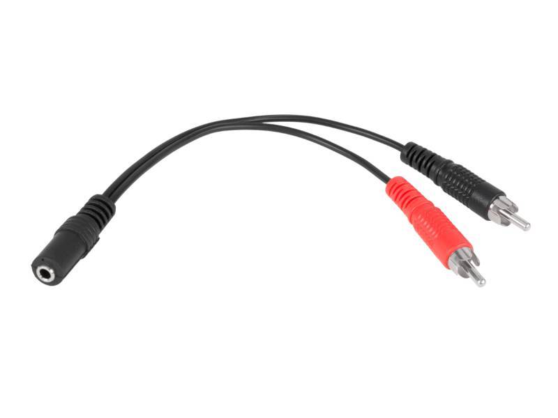 GNIAZDO jack 3,5 / 2x WTYK RCA na kablu 20cm