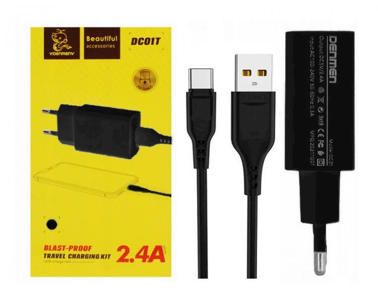 5V/ 2,4A  USB C  sieciowa ładowarka z kablem 
