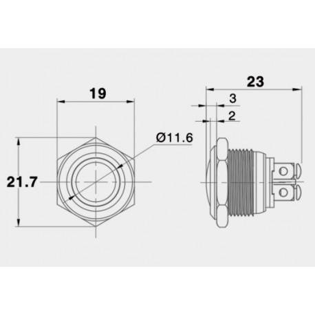 16mm 36V /2A off-on 16AB czarny IP67 przełącznik