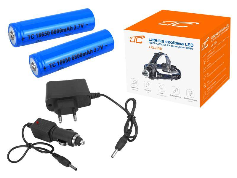 LATARKA CZOŁOWA LTC LED, 1000 LM, ZOOM, 2 X AKU