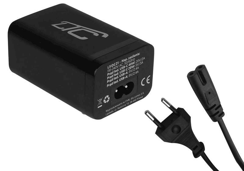 40W , 20W PD USB C , USB 5V 2,4A   ładowarka 