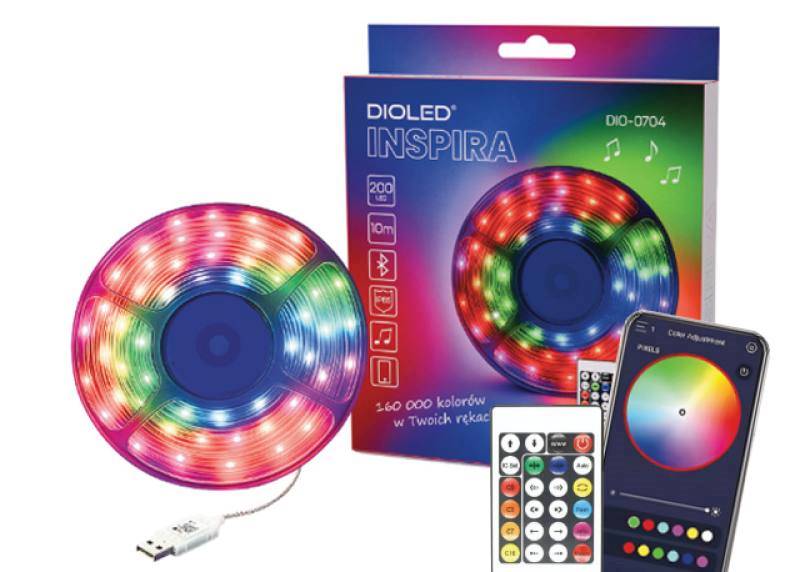 LED sznur 200-LED RGB, 10m USB DC/5V IP + pilot