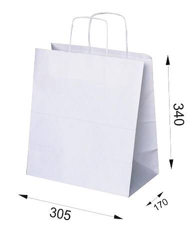 305x170x340 BIAŁA torba papierowa