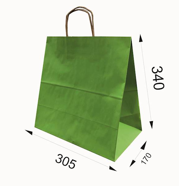 305x170x340 ZIELONA JASNA torba papierowa
