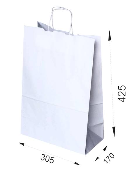 305x170x425 BIAŁA torba papierowa