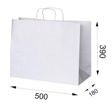 500x180x390 BIAŁA torba papierowe