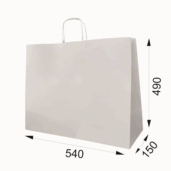 540x150x490 BIAŁA US gładka torba papierowa