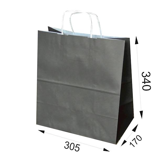 305x170x340 CZARNA torba papierowa