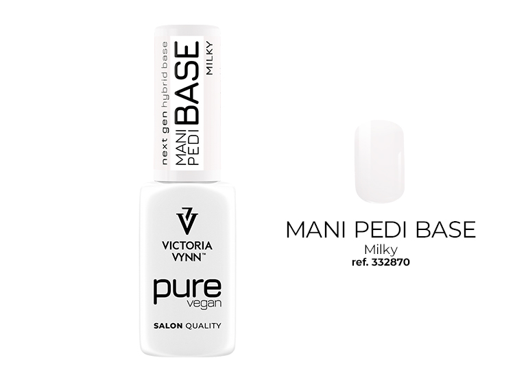 PURE VEGAN Mani Pedi BASE Milky, 8ml Baza hybrydowa