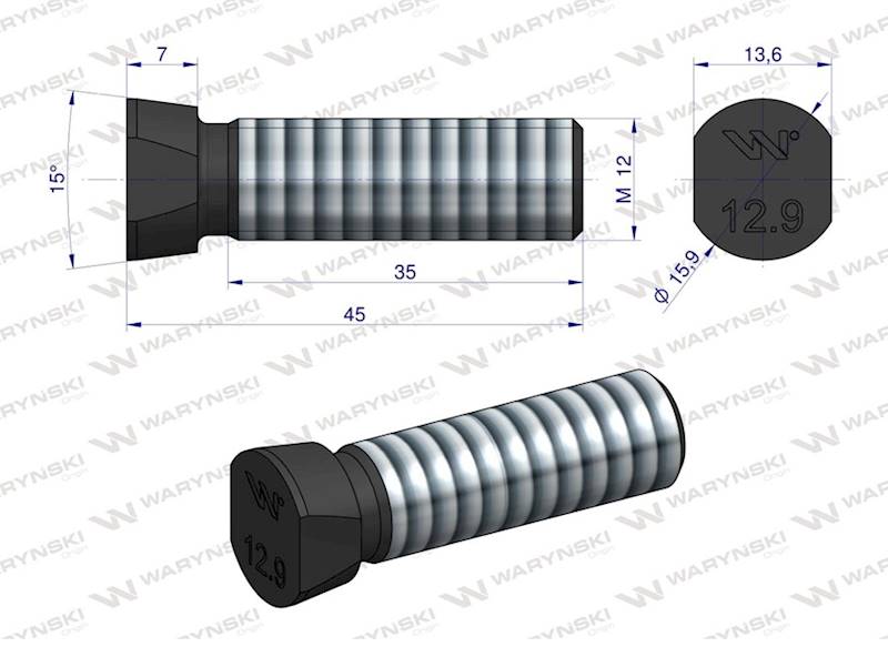 Śruba płużna 12X45
