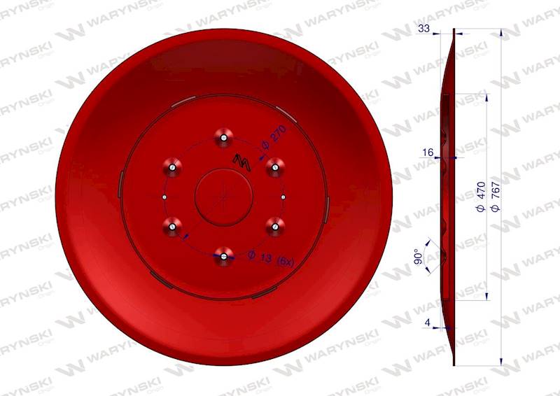 Talerz ślizgowy kosiarka rotacyjna 1,65 m gr. 4mm 