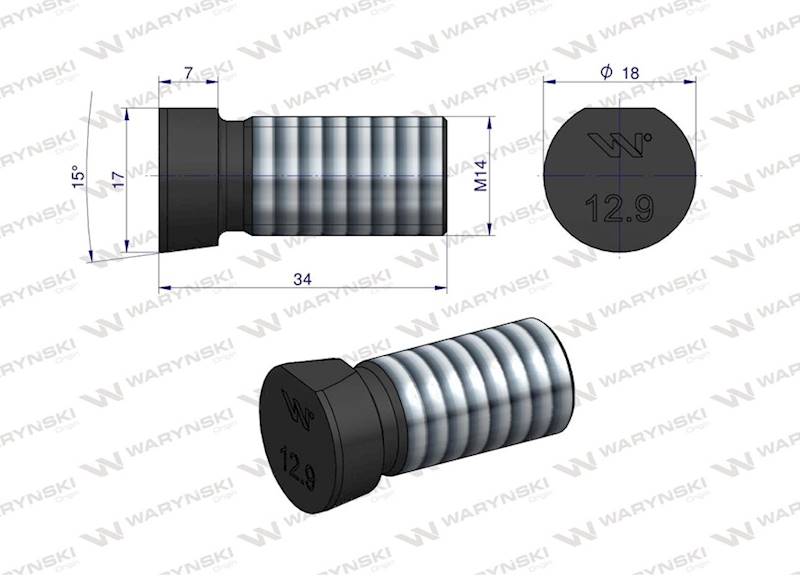 Śruba kpl. płużna oval M14X34mm 