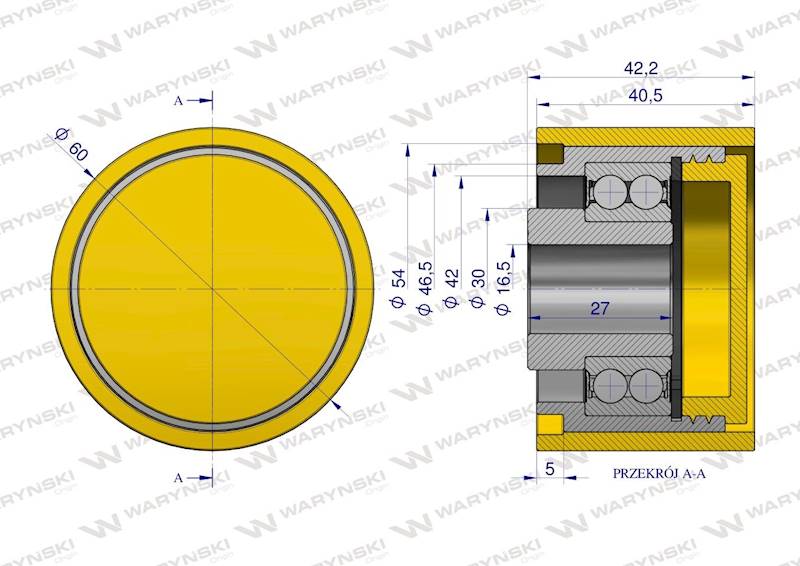 Rolka podporowa  PU60x40x16,5 WARYŃSKI 