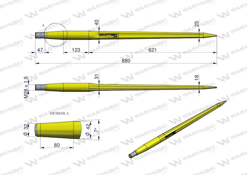 Ząb ładowacza CIĘŻKI uni. prosty L-880
