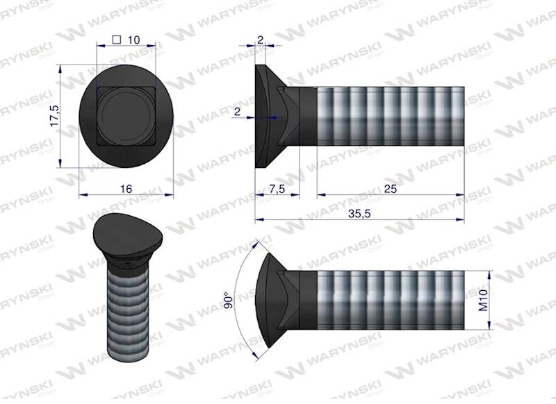 Śruba kpl. redliczkowa m10x35 