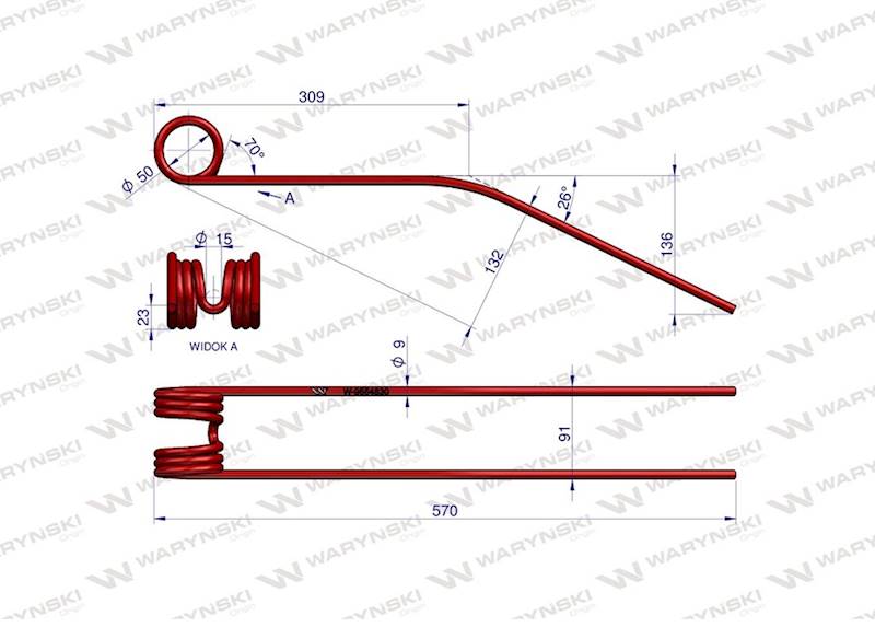 Palec zgrabiarka do Claas 9554830 Waryński