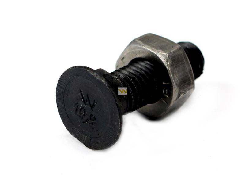 Śruba kpl. płużna dwunoskowa większy łeb M12x30 mm kl.12.9 Waryński 
