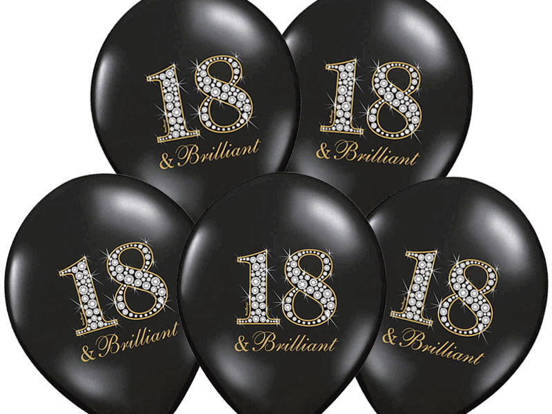 Balony 14 cali pastel czarne "18 & brilliant" -1sz