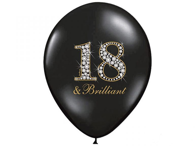 Balony 14 cali pastel czarne "18 & brilliant" -1sz