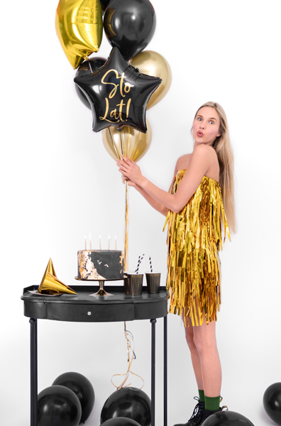 Balon gwiazdka czarna Sto Lat! 40cm