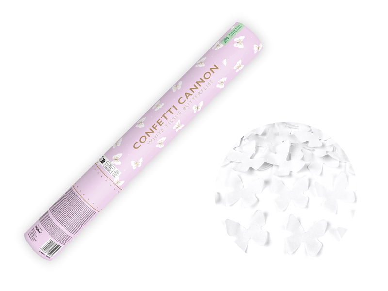 Tuba strzelająca białymi motylkami 40cm 