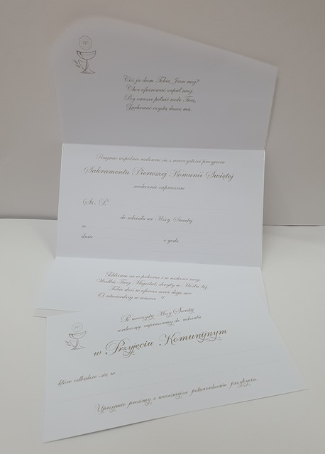 Perłowe zaproszenie komunijne 1szt 