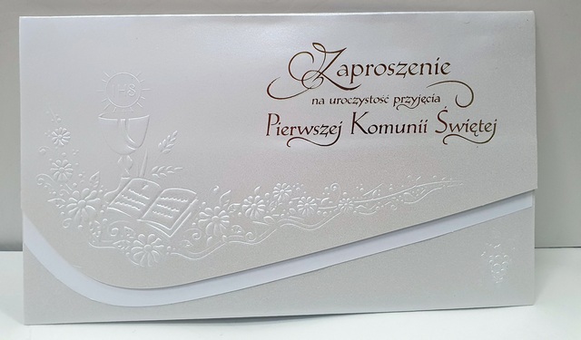 Perłowe zaproszenie komunijne 1szt 