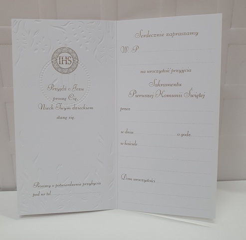 Zaproszenie holograficzne złote na I Komunię świętą