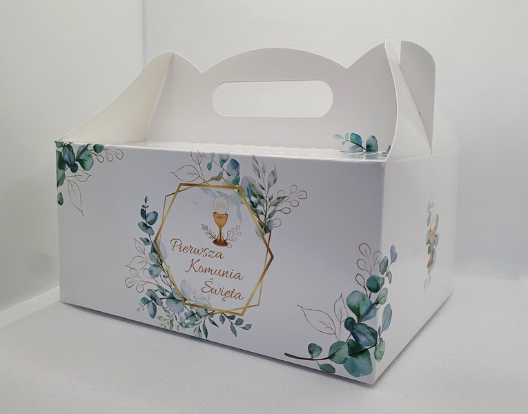 Pudełko na ciastko komunijne (eukaliptus)