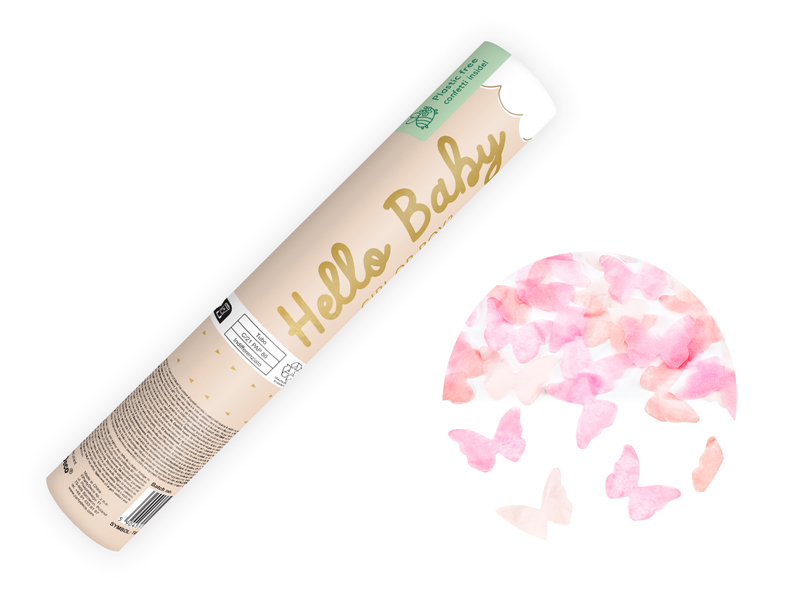 Tuba strzelająca z motylkami różowa 20 cm 