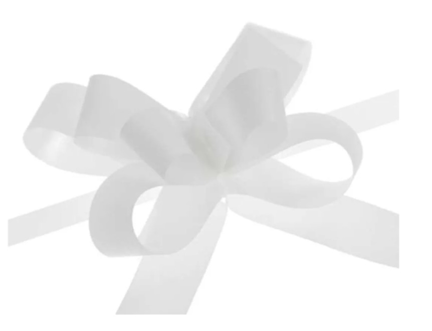 Wstążka sciągana biała metaliczna  2cm