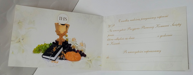 Zaproszenie na Pierwszą Komunię Świętą 1szt 