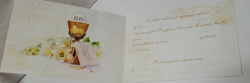 Zaproszenie na Pierwszą Komunię Świętą
