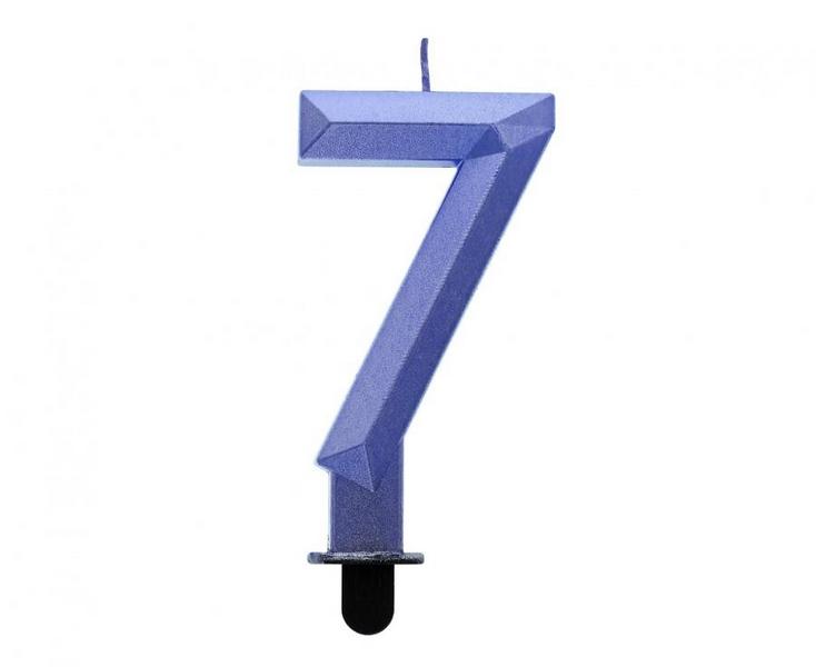 Świeczka cyferka 7 - diament ciemnoniebieski 7,6cm