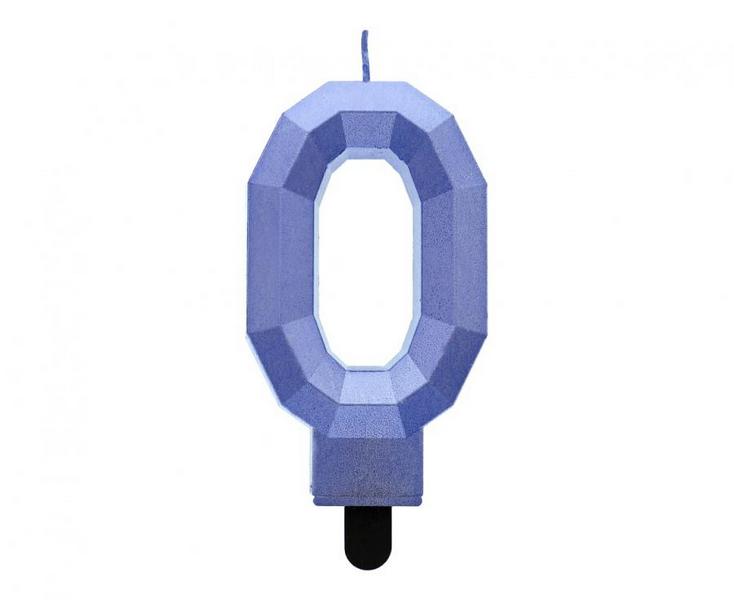 Świeczka cyferka 0 - diament ciemnoniebieski 7,6cm
