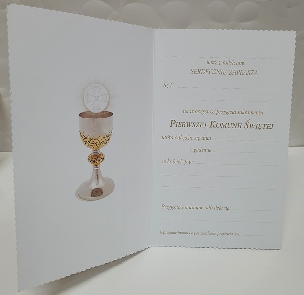 Zaproszenie Na I Komunię świętą Srebrny Kielich 