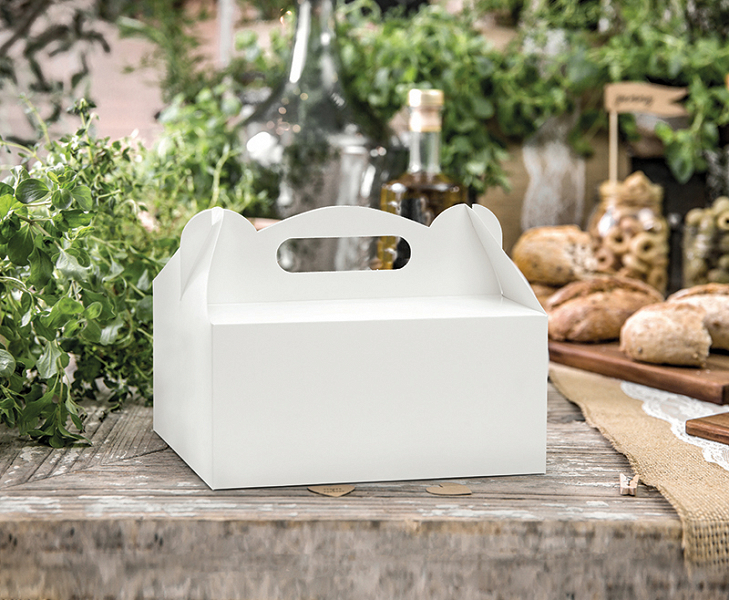 Pudełko ozdobne na ciasto białe 19x14x9 cm 1szt