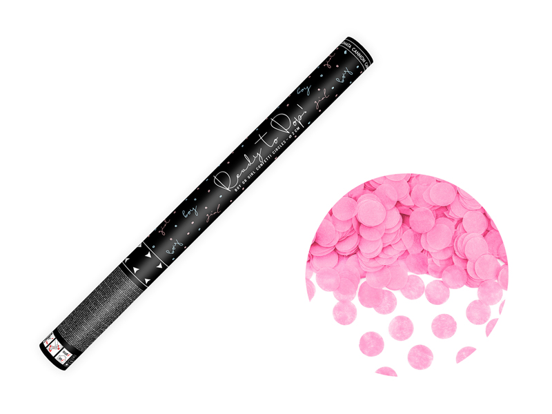 Tuba strzelająca różowe konfetti 60 cm