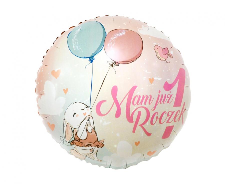 Balon foliowy 18 cali Mam już roczek (różowy)