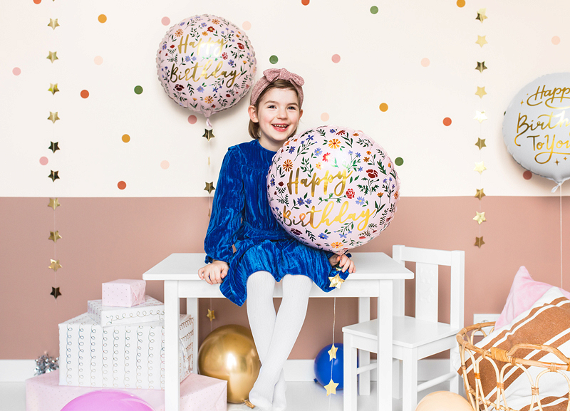 Balon okrągły foliowy Happy Birthday! - 35 cm