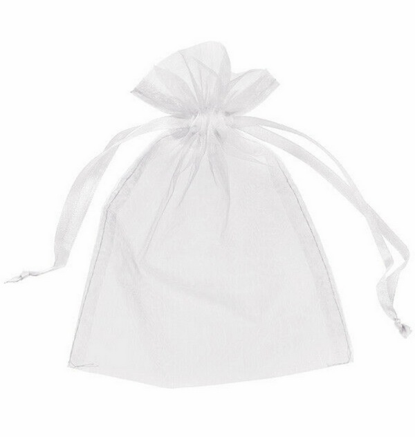 Torebka biała z organzy 12 x 15 cm, woreczek