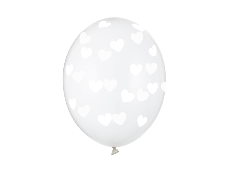 Balony krystaliczne w białe serduszka  1szt 