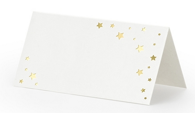 Wizytówki, winietki na stół Złote gwiazdki 10 szt