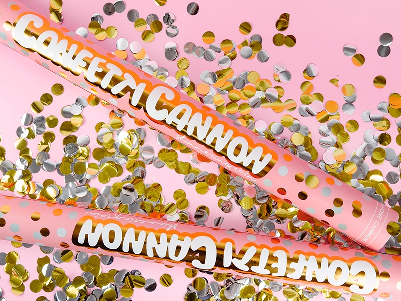 Tuba strzelająca z srebrno złotymi konfetti 60 cm 