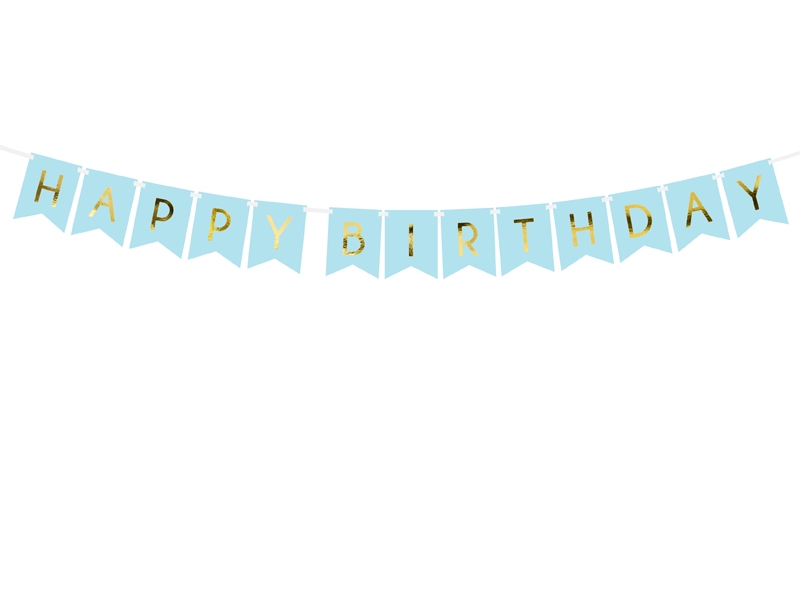 Baner Happy Birthday jasny niebieski 15 x 175 cm