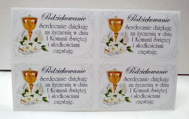 Naklejki podziękowania na ciasto Komunijne 4szt 