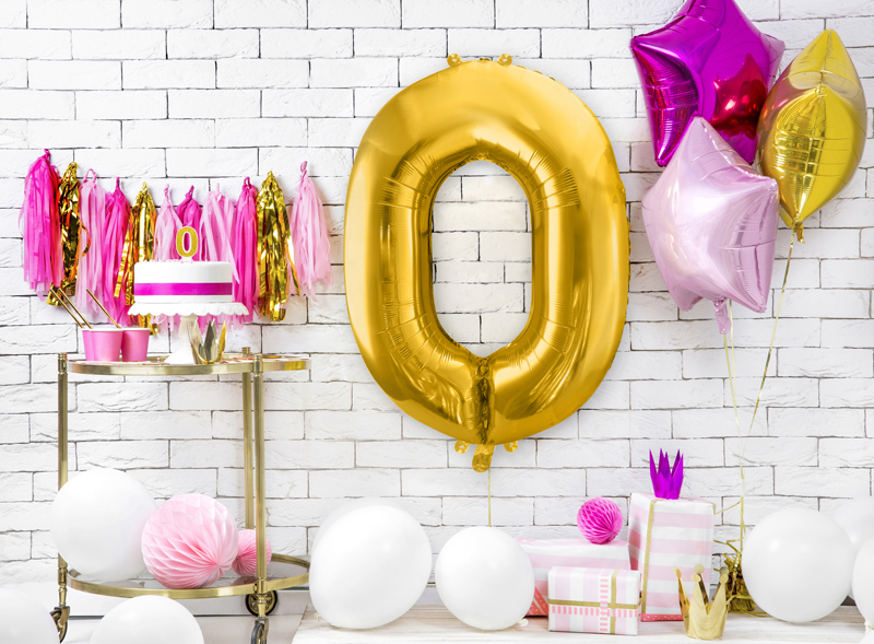 Balon foliowy  86 cm złoty cyfra 0
